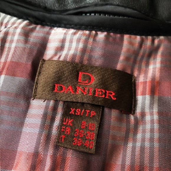 Black DANIER Leather Mid-Length Button-Front Coat / Jacket with Liner Vest XS - Picture 10 of 16